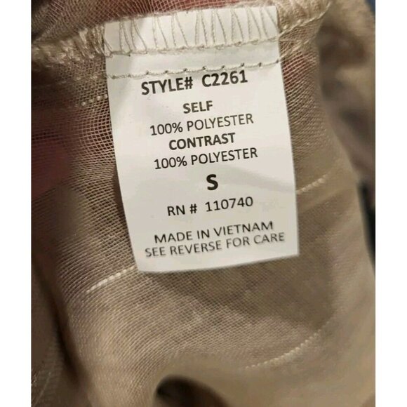 New Yuni Los Angeles Tan Sheer Puff Short Sleeve Top 3D Puff Accents Sz S - Picture 8 of 8